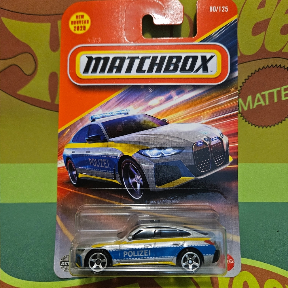 Matchbox Polizei BMW i4 Car - Silver and Blue